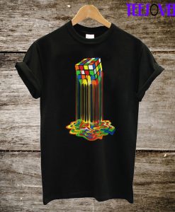 Rainbow Abstraction Melted Rubiks Cube T-Shirt