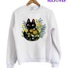 Black Cat With Flowers Sweatshirt