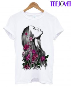 White And Black Girl Illustration T-Shirt