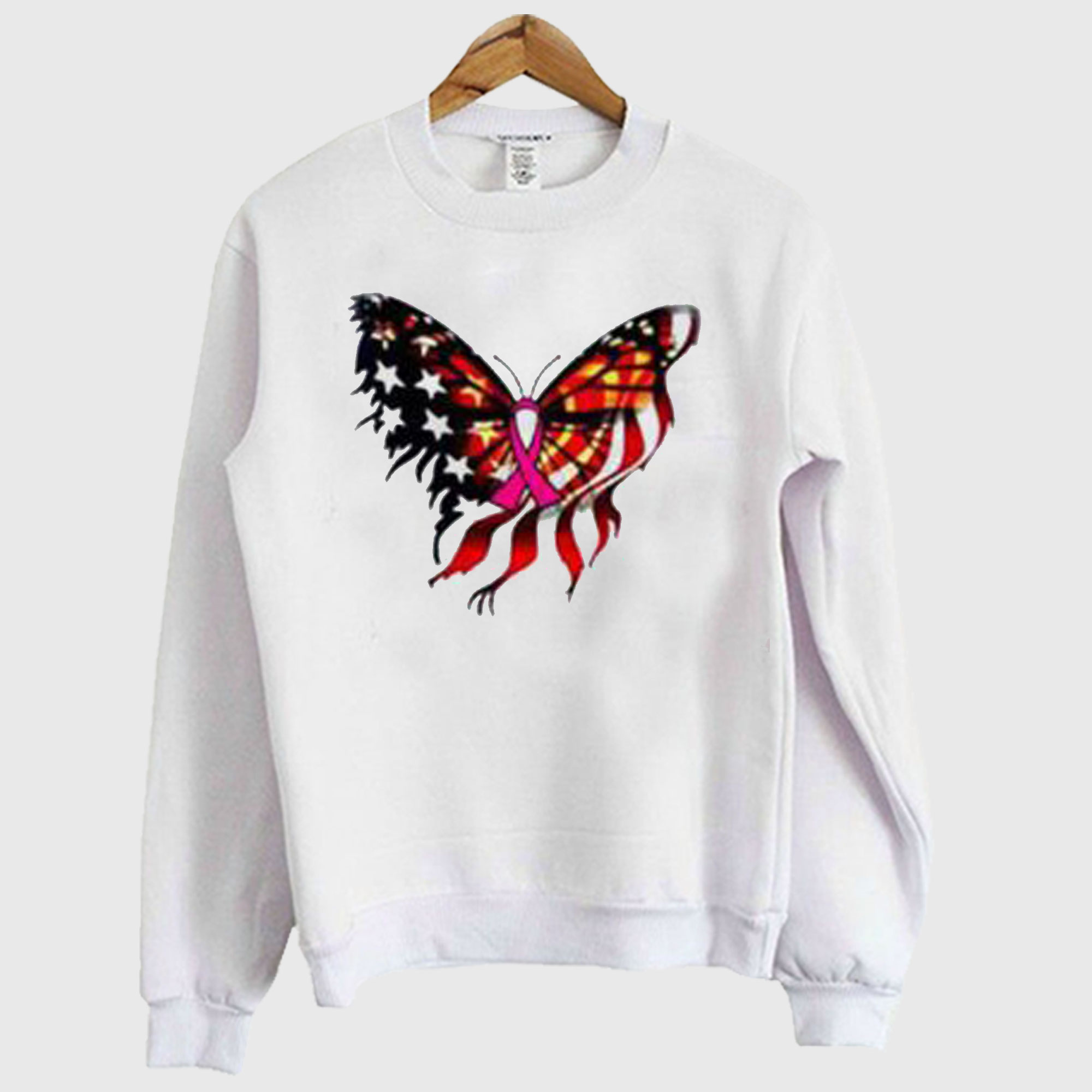 Butterfly American Flag Sweatshirt