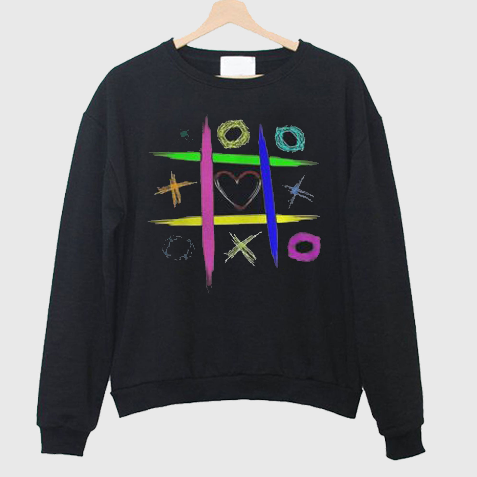 Fitted Colorful Tic Tac Toe Kids Game Sweatshirt