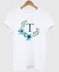 Floral Monogram T Pretty Blue Flowers T Shirt