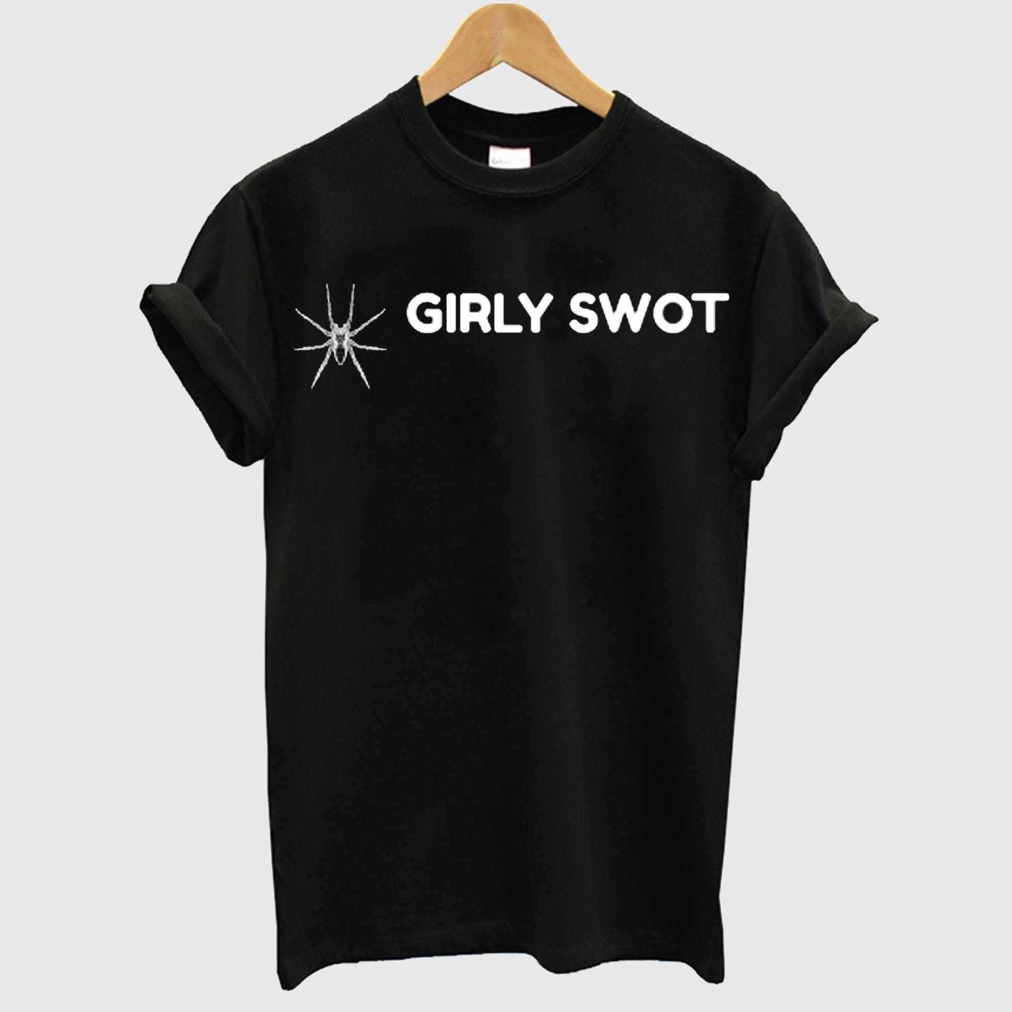 Girly Swot White Text Spider T shirt