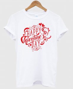 Red Happy Valentine Day Text Design T shirt