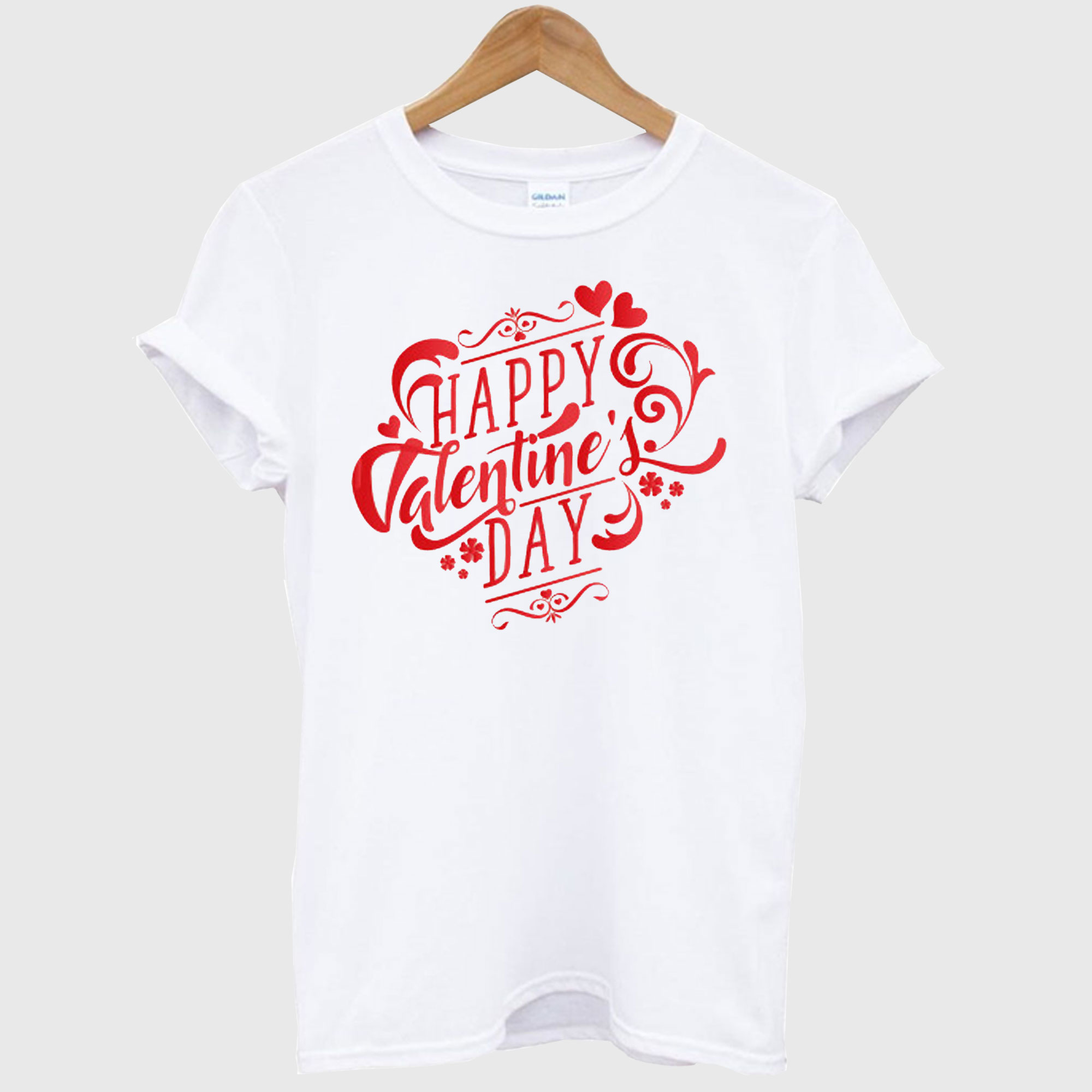 Red Happy Valentine Day Text Design T shirt