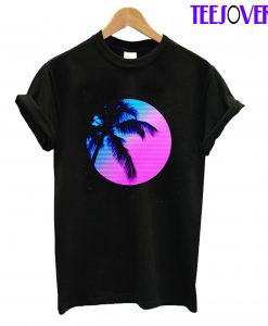 Sunset Beach Color Blue And Pink T-Shirt