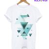 Geometric Triangle Compilation In Teal T-Shirt