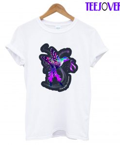 Hummingbird Holding Purple Ribbon Fibromyalgia Awareness T-Shirt