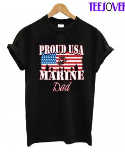 Proud Marine Dad USA Military Fathers Day T-Shirt