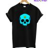 Dripping Hazard Skull in Blue T-Shirt