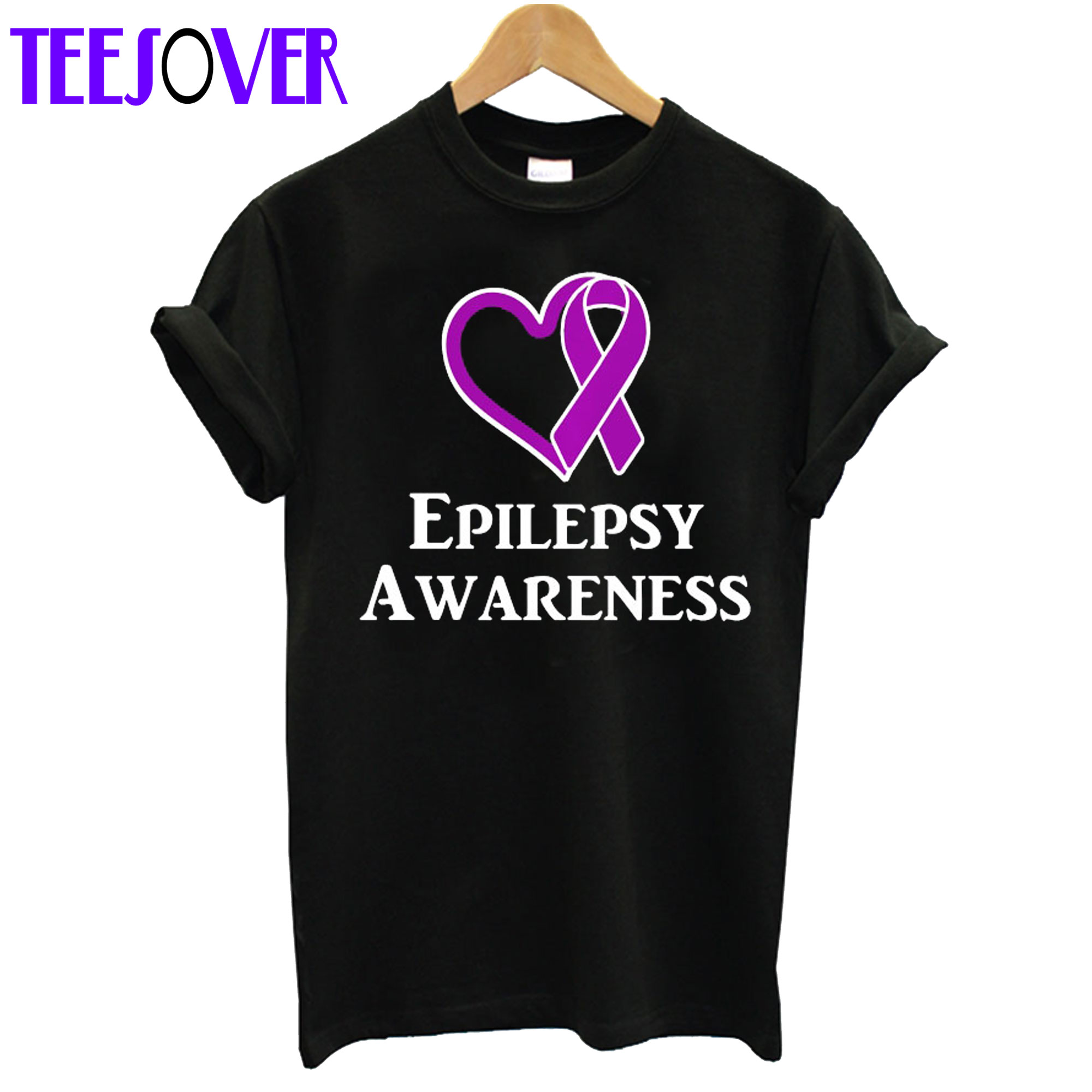 Epilepsy Awareness Purple Ribbon Heart T shirt