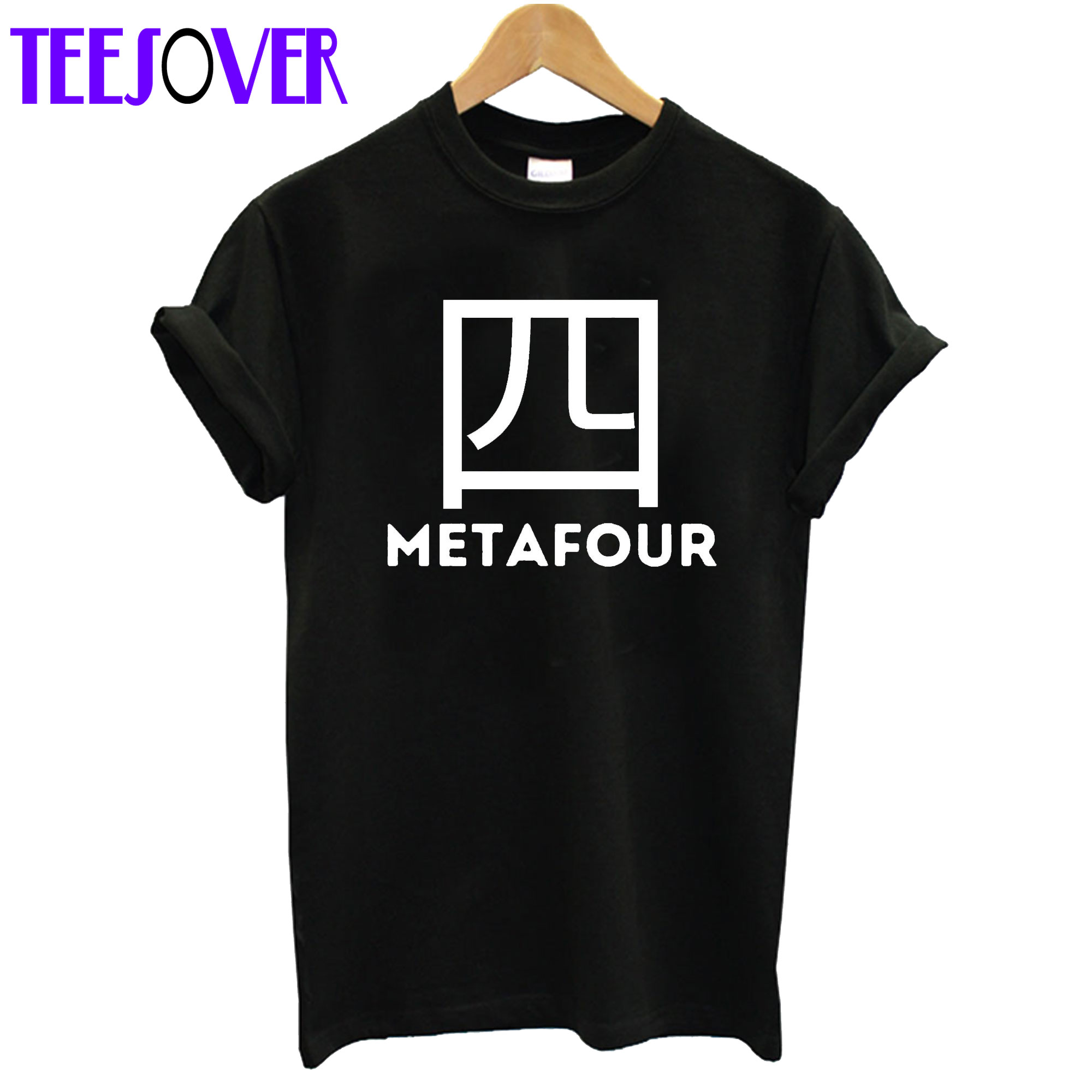 White on black metafour logo T-Shirt