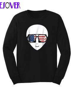 Alien Beard American Flag Sunglasses Sweatshirt