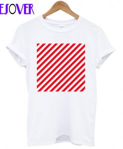 Red And White Diagonal Stripes T-Shirt