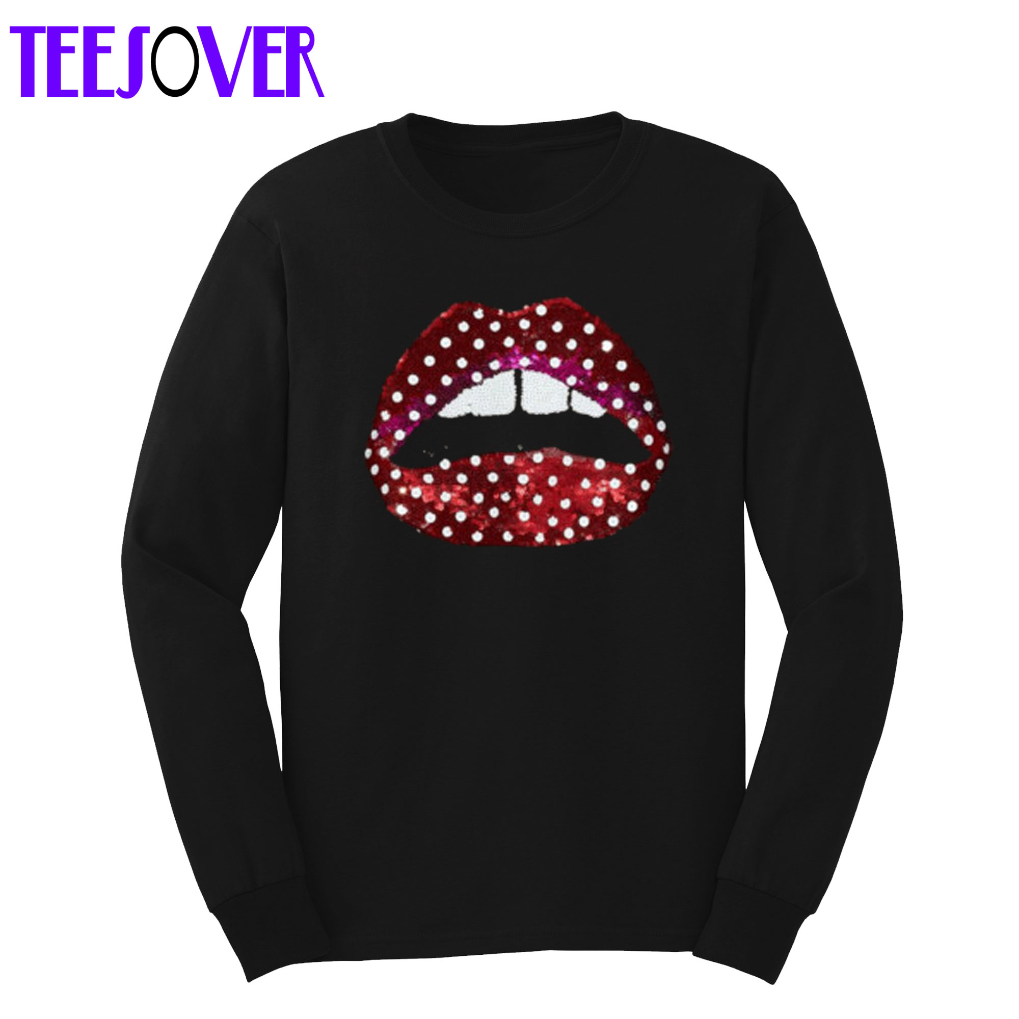 Zoe Ball Sequin Polka Dot Lips Sweatshirt