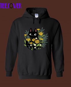 Black Cat In The Flowers Hoodie