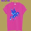 Blue and Purple Flower Pattern Unicorn Pegasus T-Shirt