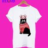 Cat with Christmas Jumper Meow print trendy Womens Mens Unisex kitty pussy cat T-SHIRT