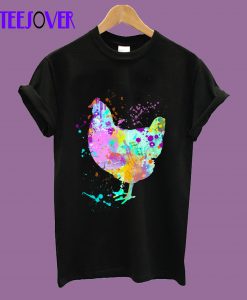 Chicken Watercolor Splash Art Love Chickens T-Shirt