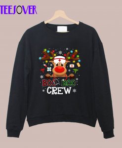 Christmas Boo Boo Crew Reindeer Nurse Buffalo Plaid Sweatshirt