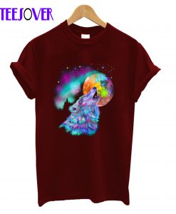 Colorful Rainbow Howling Wolf T-Shirt