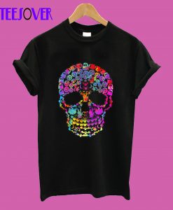 Colorful Skull Halloween Skeleton T-Shirt