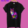 Colorful cool cat sitting looking T-Shirt