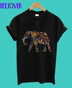 Elephant Black White Cotton T-shirt