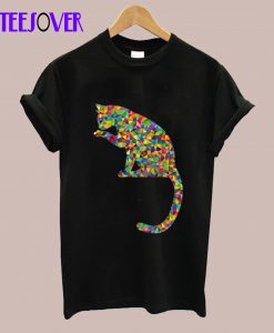 Geometric Colorful Cat Cute Kitten Gift Idea T-Shirt
