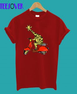 Giraffe Riding A Motor Scooter T-Shirt