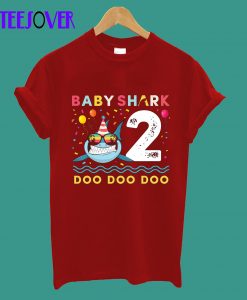 Kids Baby Shark Shirt Toddler 2nd birthday 2 Year Old Boy or Girl T-Shirt