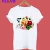 Romantic Roses and Butterflies with Scrolls T-Shirt