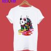 Trippy Colorful Panda Doodle Design T-Shirt