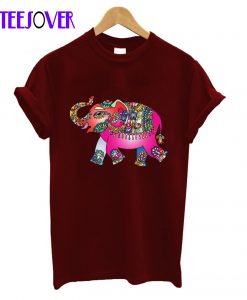 colorful ethnic elephant design T-Shirt