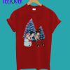 funny cartoon horse with snowman T-Shirt