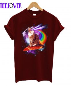 Cat in Space Riding Pizza T-Shirt