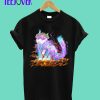 Colorful Rainbow Hippy Kitty Cat Feline Design T-Shirt