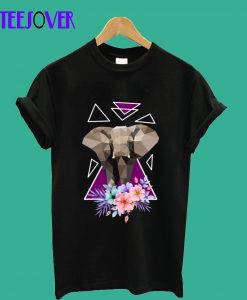 Elephant-with-flowers-T-Shirt