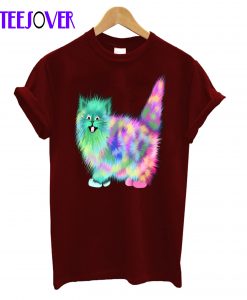 Funny Colorful Rainbow Acid Galaxy cat T-Shirt