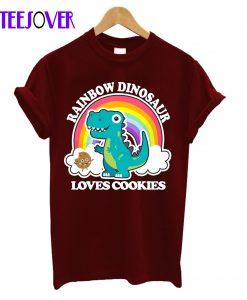 Rainbow Dinosaur Loves Cookies T-Shirt