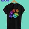 Rainbow Glitter Paw Print - Cat Dog Toe Beans T-Shirt