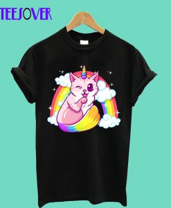 Rainbow Meowgical Caticorn Majestic Cat Unicorn T-Shirt