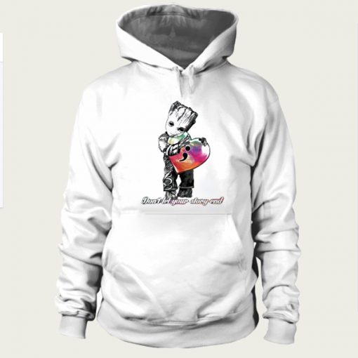 Don’t Let Your Story End Baby Groot Hugging Watercolor Semicolon Heart hoodie