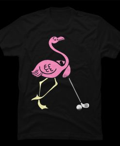 Cute Pink Flamingo Playing Golf t-shirt