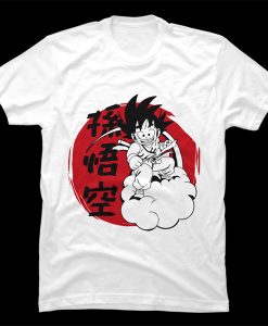 goku in the flying nimbus - dragon ball t-shirt