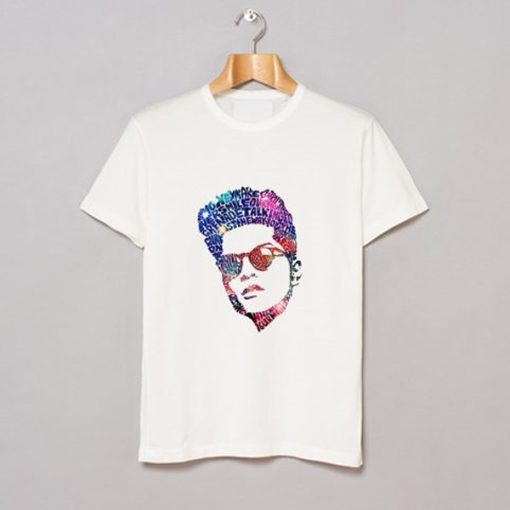 Bruno Mars Face Typography Lyric Famous American Singer t-shirt