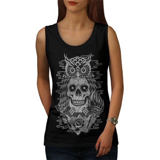 Owl Face Head Dead Skull tank top