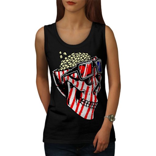 Skull Popcorn USA Funny tank top