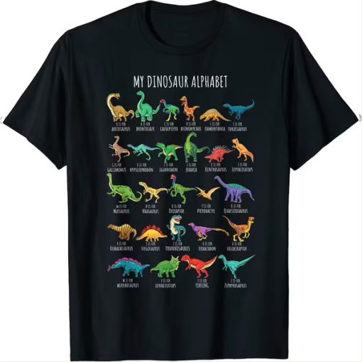 Types Of Dinosaurs Alphabet t-shirt