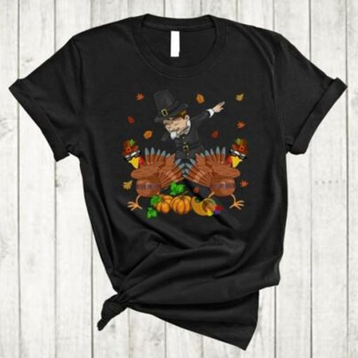 Pilgrim Turkey Dabbing Together Cute Thanksgiving t-shirt